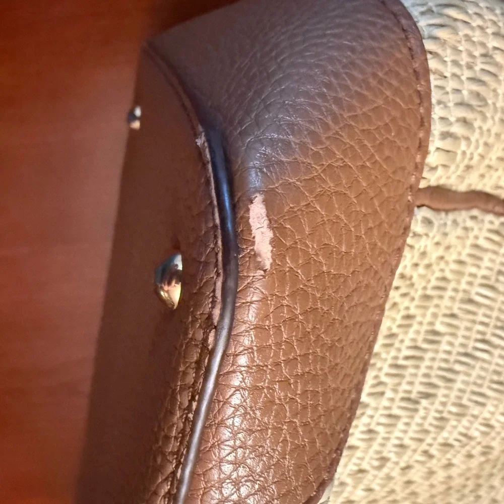 Ralph Lauren woven straw gold faux leather tote bag purse classic summer resort